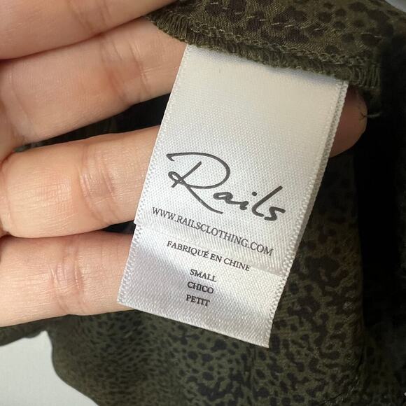 Rails Jasmine Long Sleeve Smocked Dress in Olive Speckled Size S - Picture 5 of 6